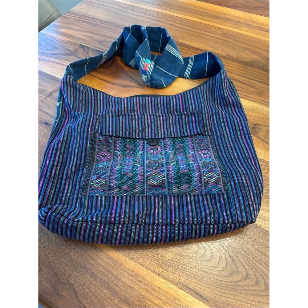 Tribal Geometric Purple Striped Crossbody Bag Purse